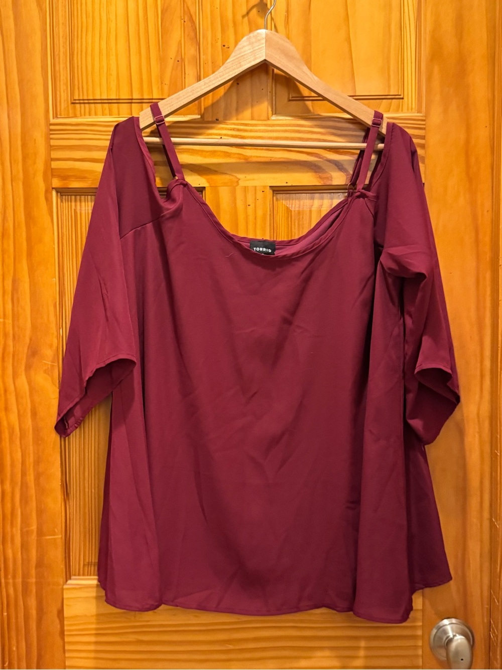Torrid Burgundy Cold-Shoulder Strap Blouse size 1